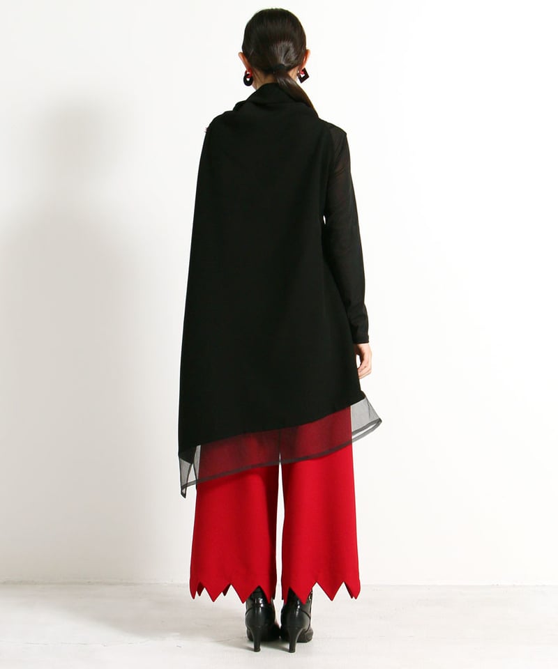 定番】3つ穴ベスト ジレ クロスジョーゼット ブラックフォーマル 日本