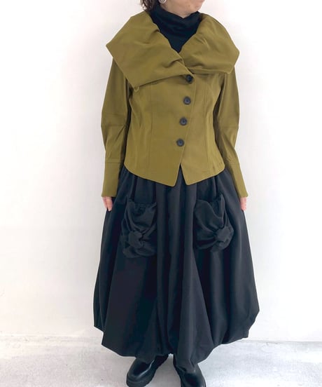【SALE 20%OFF!!】 maev【2026年新作】1月新作 変形衿ストレッチジャケット(121-0055)