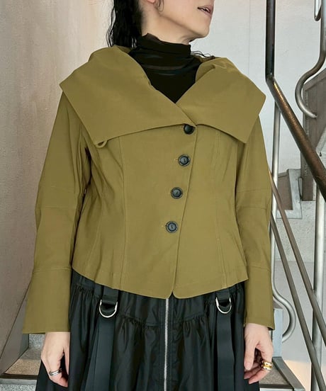 【SALE 20%OFF!!】 maev【2026年新作】1月新作 変形衿ストレッチジャケット(121-0055)