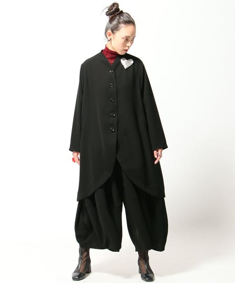 クロスジョーゼット切り替えバルーンパンツ ブラックフォーマル 日本製(057-4492)