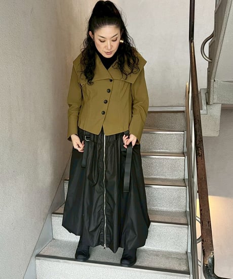 【SALE 20%OFF!!】 maev【2026年新作】1月新作 変形衿ストレッチジャケット(121-0055)