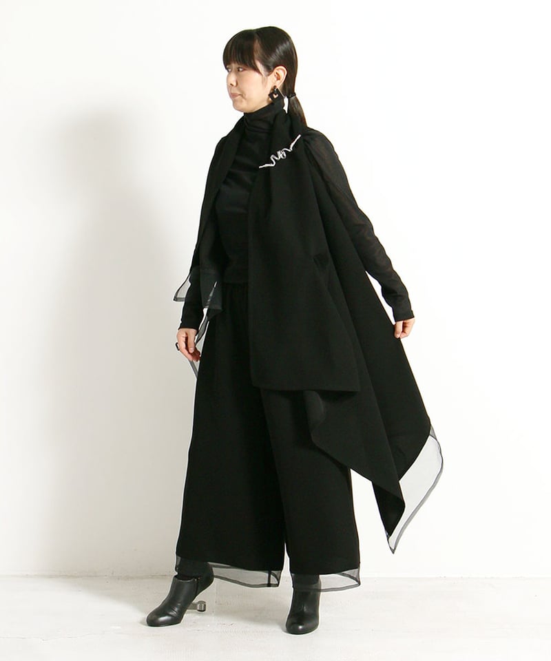 定番】3つ穴ベスト ジレ クロスジョーゼット ブラックフォーマル 日本