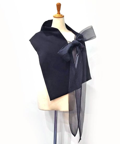 【定番】クロスジョーゼット スカーフ リボンスカーフ ケープ ショール 日本製(057-4243)