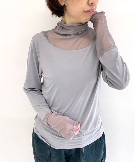 【Lサイズ出ました!!】maev 新色 定番 タートルトップス チュールタートル シースルータートル トップス(121-0013-1)