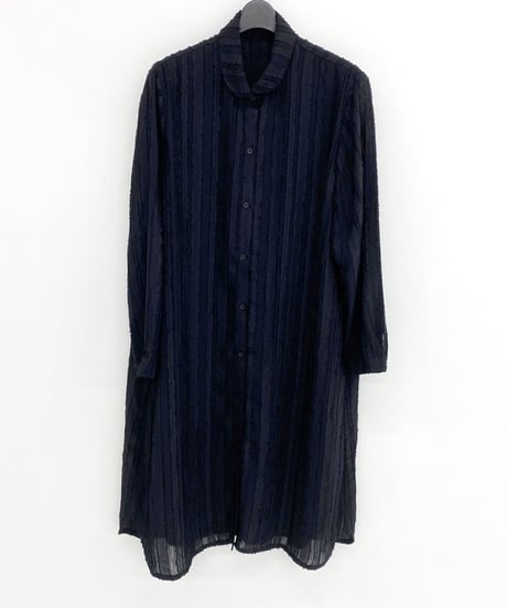【SALE 20%OFF!!】maev 6月新作 凹凸素材 フリンジ ロングシャツワンピース(121-0036)