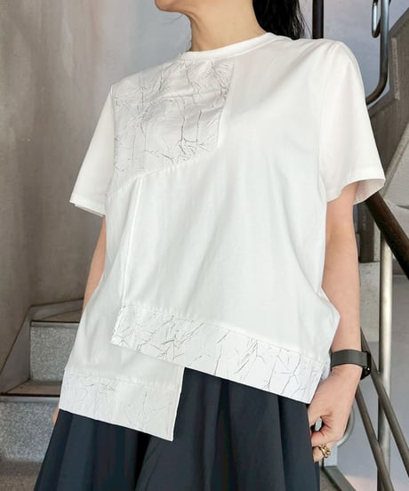 maev【2026年新作】4月新作 ひび割れ風アートデザインTシャツ Tシャツ トップス プルオーバー(123-0006-688)
