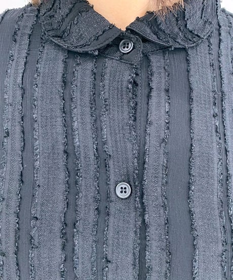 【SALE 20%OFF!!】maev 6月新作 凹凸素材 フリンジ ロングシャツワンピース(121-0036)