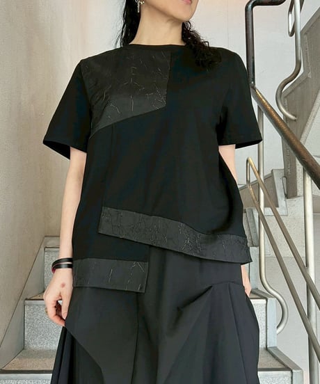 maev【2026年新作】4月新作 ひび割れ風アートデザインTシャツ Tシャツ トップス プルオーバー(123-0006-688)