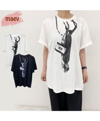 maev【2026年新作】6月新作 ネクタイプリントTシャツ トップス プルオーバー(123-0006-705)