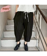maev【2026年新作】4月新作 ストライプ柄バルーンパンツ ストライプ柄パンツ ゆったり 体系カバー 大きめ(123-0006-687)