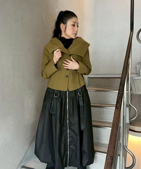 【SALE 20%OFF!!】 maev【2026年新作】1月新作 変形衿ストレッチジャケット(121-0055)