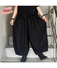 maev【2026年新作】4月新作 ストライプ柄バルーンパンツ ストライプ柄パンツ ゆったり 体系カバー 大きめ(123-0006-681)
