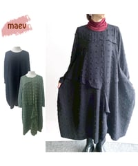 【SALE 50%OFF!!】 maev 9月新作 凹凸ドット柄コクーンデザインワンピース バルーンワンピース(121-0049)