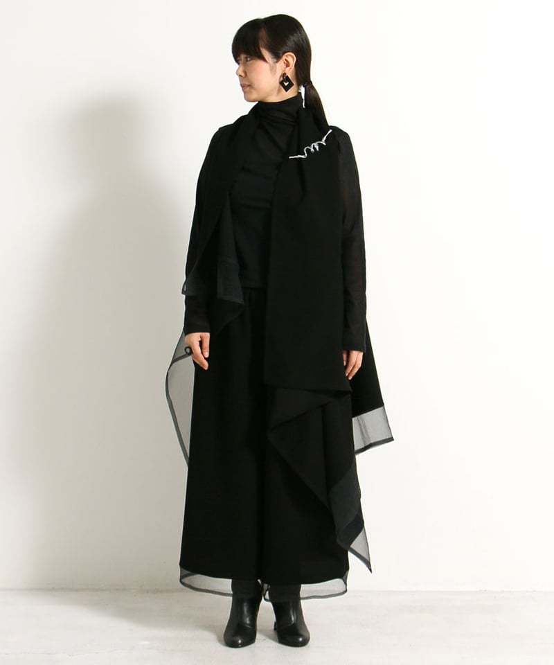 定番】3つ穴ベスト ジレ クロスジョーゼット ブラックフォーマル 日本