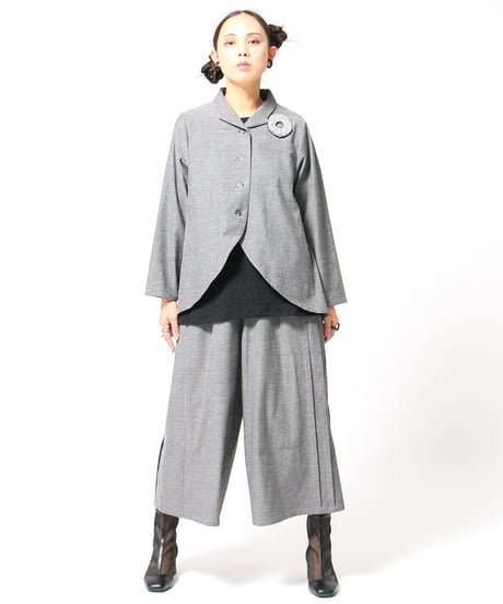 2月新作 ランダムブルーゼ フレンチスリーブ デザイントップス リサイクル糸 日本製(057-5002)
