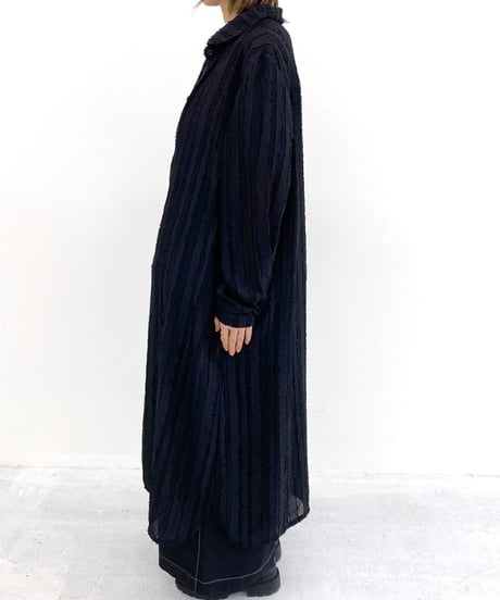 【SALE 20%OFF!!】maev 6月新作 凹凸素材 フリンジ ロングシャツワンピース(121-0036)