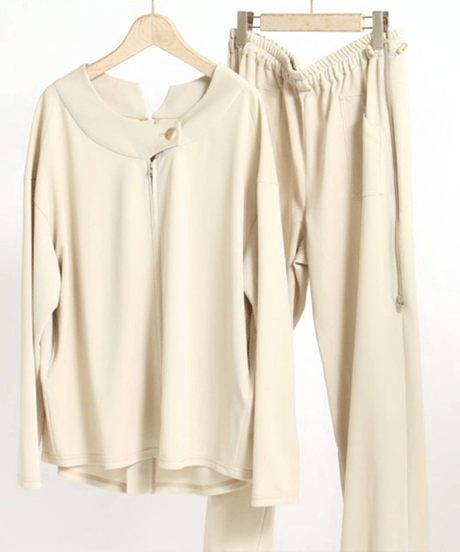 お試し価格【ケアファッション】介護用 介護用品 介護 介護服 洋服 前後開きプルオーバー×イージーパンツ 上下セット セットアップ(024-9899.9900)