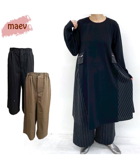 【SALE 50%OFF!!】 maev【2026年新作】4月新作 ストライプパンツ ストレートパンツ(121-0058)