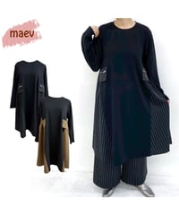 【SALE 50%OFF!!】 maev【2026年新作】4月新作 切り替えワンピース ストライプワンピース チュニック ワンピース(121-0059)