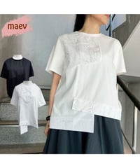 maev【2026年新作】4月新作 ひび割れ風アートデザインTシャツ Tシャツ トップス プルオーバー(123-0006-688)