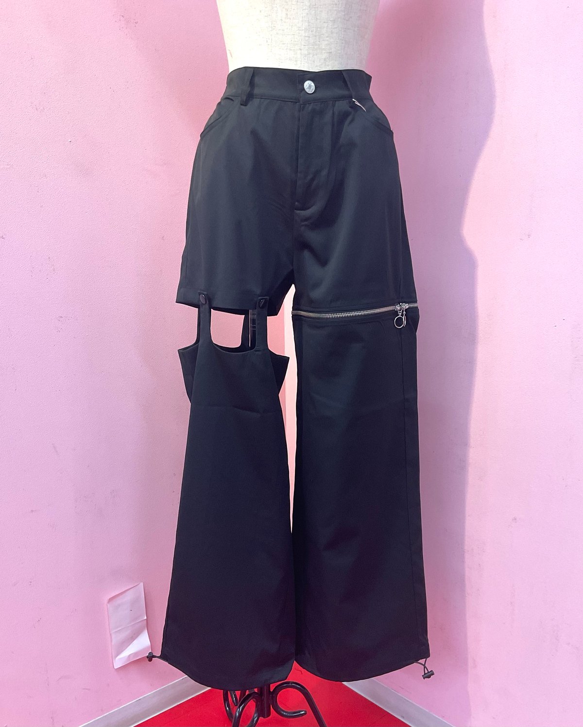 LISTEN FLAVOR セパレートジップ2WAYワイドパンツ セパレートジップ2WAYベルトパンツ【BLACK】｜LISTEN FLAVOR