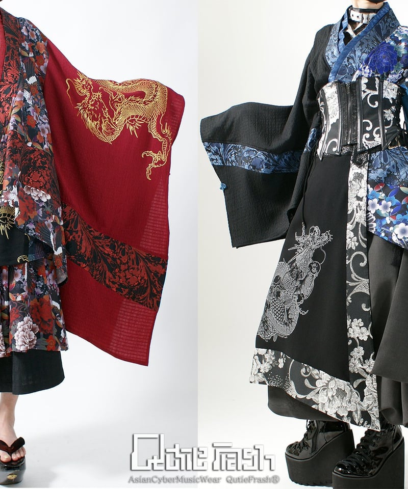 QutieFrash アシメ着物カーディガン 和柄チャイナタンク QutieFrash アシメ着物カーディガン 和柄チャイナタンク