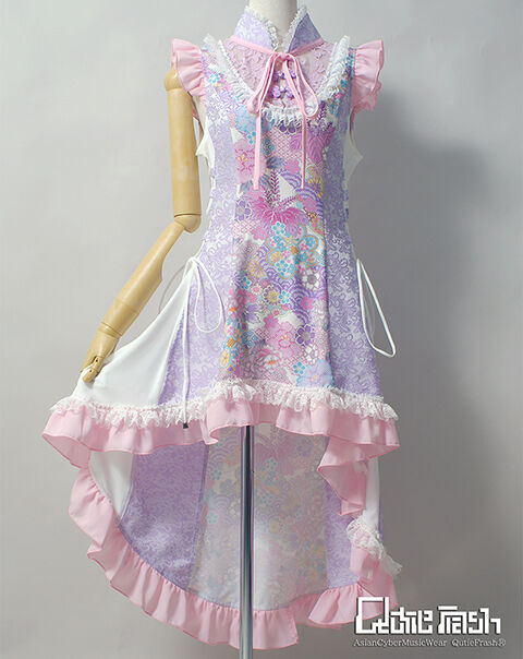 QutieFrash チャイナロングワンピ パステルカラー ミントグリーン