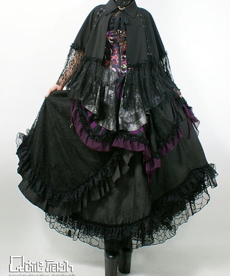 《Qutiefrash》 蜘蛛メッシュロングスカート 9657-SK