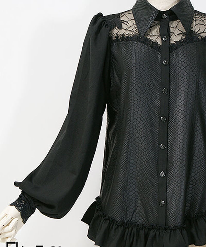 Qutiefrash》蜘蛛メッシュパフブラウス 8069-BL | TyCHEMaria & Qutiefrash》蜘蛛メッシュパフブラウス 8069-BL | TyCHEMaria &