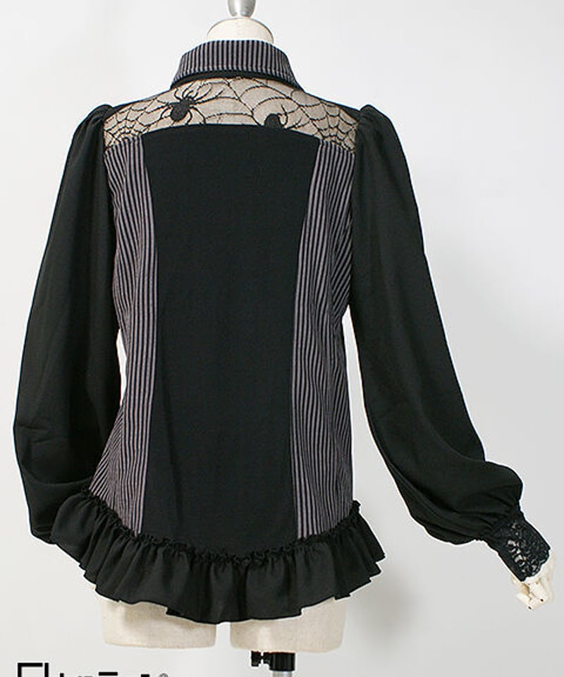 Qutiefrash》蜘蛛メッシュパフブラウス 8069-BL | TyCHEMaria & 