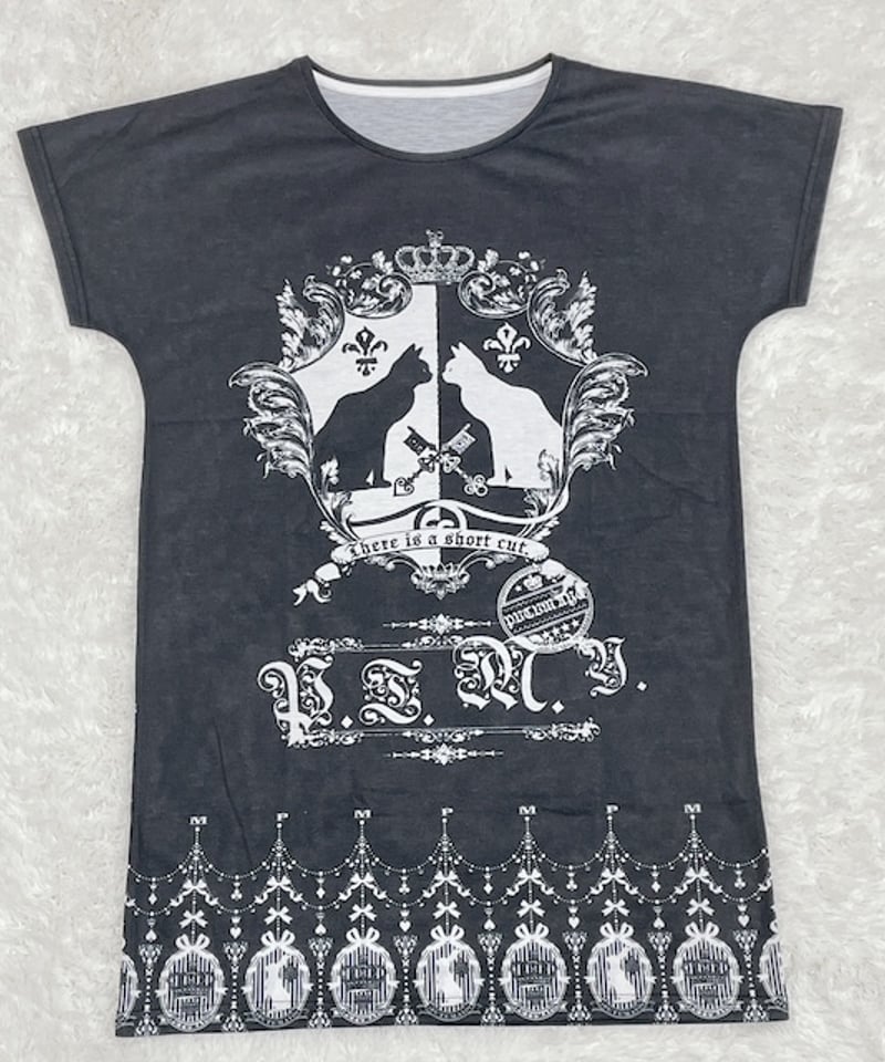 B4 PUTUMAYO ブレーメンの音楽隊　カットソー　長袖　ゴスロリ PUTUMAYO》猫紋章ロング丈Tシャツ PTS-2 | TyCHEMaria & chou