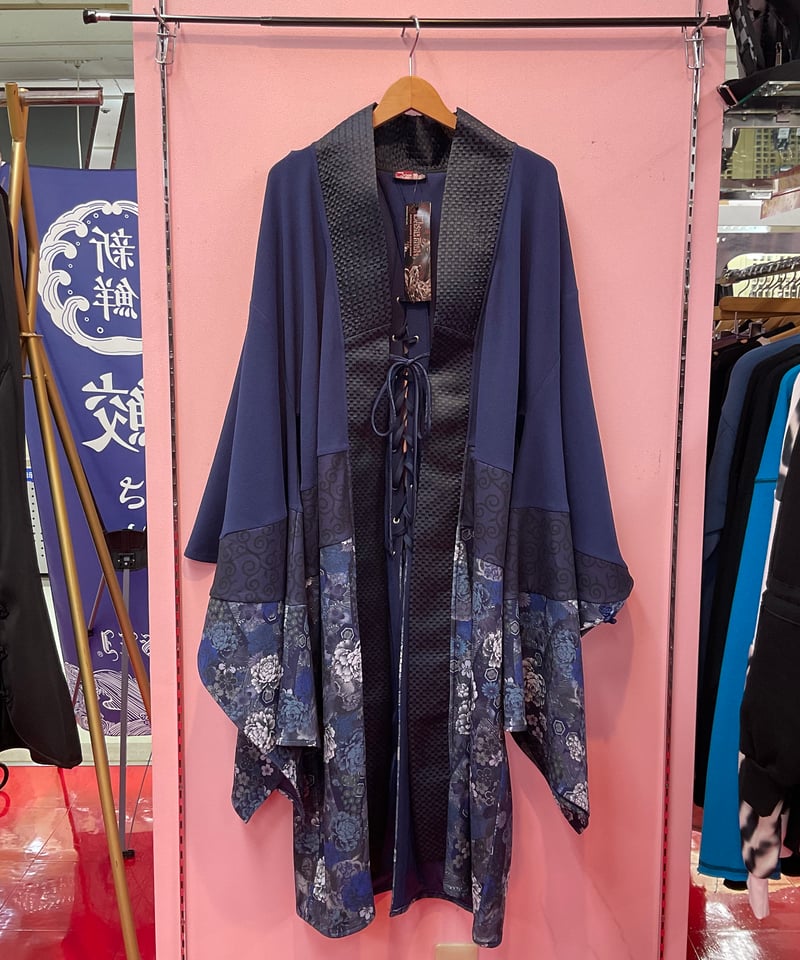 QF 着物袖カーデ 紺 QF 着物袖カーデ 紺 QF 着物袖カーデ 紺 ブルー系 レディースの