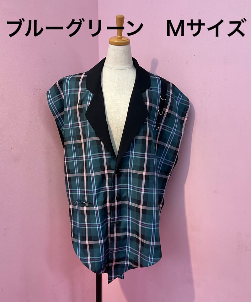 Deorart》オーバーサイズ ・ トラッドベスト・ジレ [チェック柄