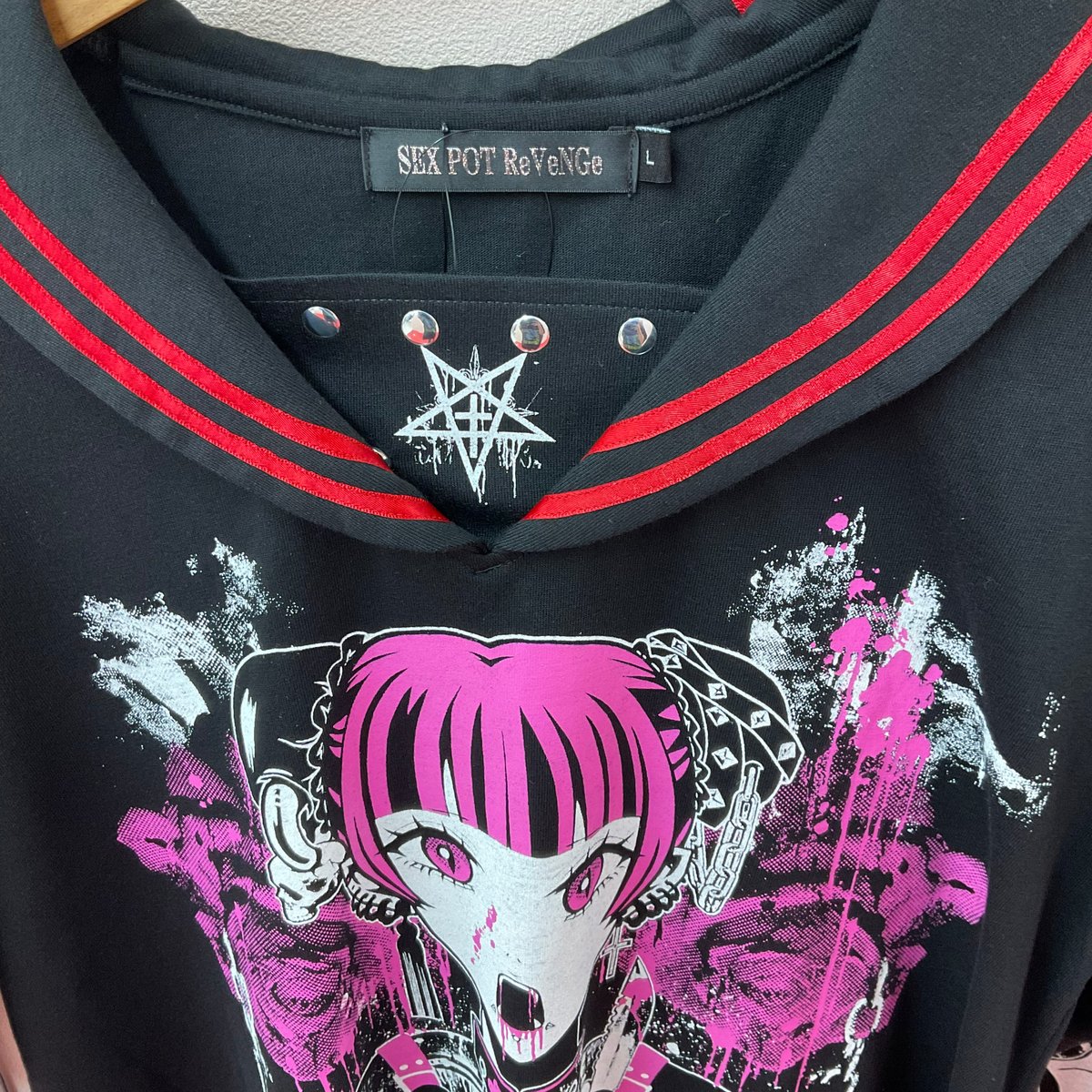 qPIGp(̂•͈Ꙫ•͈⑅﻿)̂ ୭*゜ページ　21点 SEXPOTReVeNGe》復讐NOISE BLACK PUNKISH セーラー カットソー