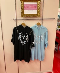 《LISTEN FLAVOR》メタルハートの肩ジップチェーン半袖パーカー　2513506