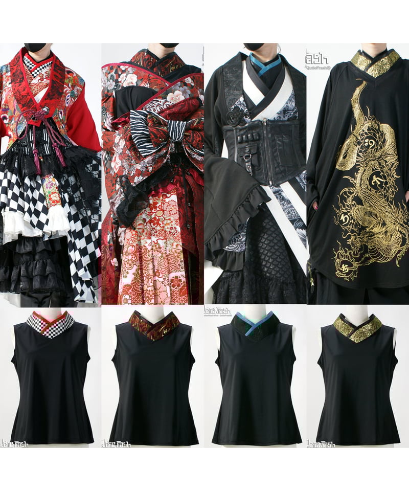 QutieFrash 着物襟ワンピース　ブルー QutieFrash 着物襟ワンピース ブルー キューティーフラッシュ 着物服