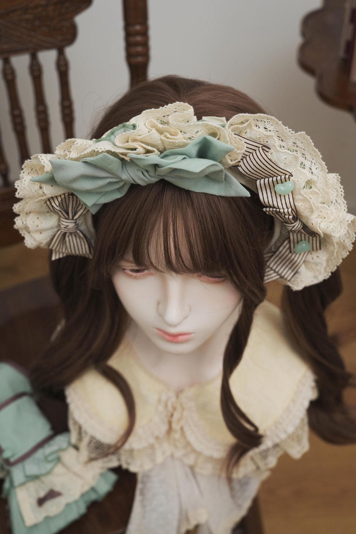 ♡Happy Cakes ミント ジャンスカ+カチューシャ♡ 星箱Works》シャンティクリーム・パティスリー クリーミーカチューシャ