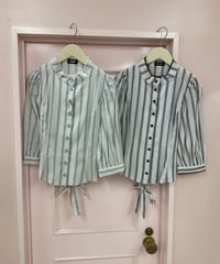 《Sheglit》クラシカルパフブラウス/ストライプ　844020-01