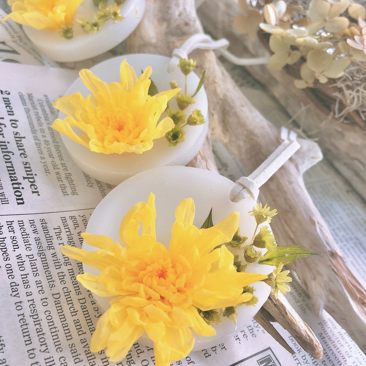 アロマワックスサシェ　イエロー#99 イエローカラーのアロマワックスサシェ/丸型