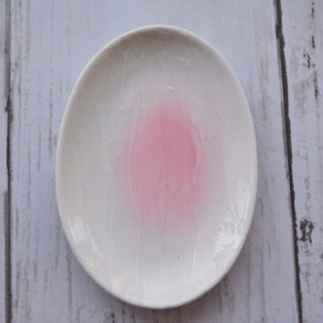 楕円小皿（ピンク）【梶貞製陶所】