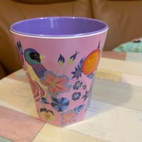 メラミン食器ピンクバード大コップ1