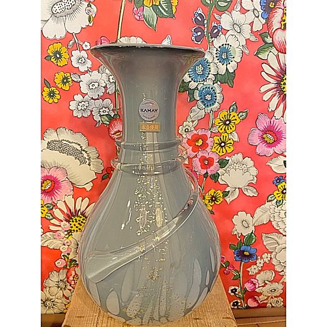 希少本金使用KAMAY GALLERY カメイガラス 金彩ホワイト×クリアー花瓶