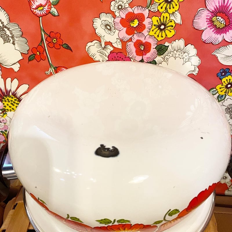 昭和レトロホーロー鍋花柄大 | PORTA CARINA SALON