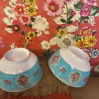 メラミン食器どんぶりお花ブルー