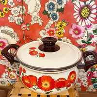 昭和レトロホーロー鍋花柄大