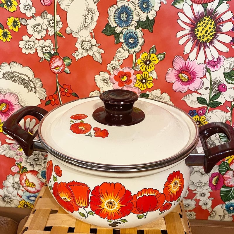 昭和レトロホーロー鍋花柄大 | PORTA CARINA SALON 昭和レトロホーロー鍋花柄大 | PORTA CARINA SALON