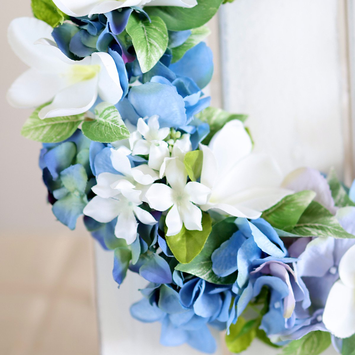 サマーリゾートリース アーティフィシャルフラワー 直径34㎝ ブルー系