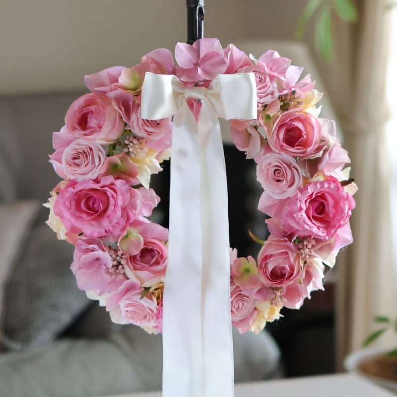 100円引きꕤ୭*☆アーティフィシャルフラワーリース 玄関リース直径約30cm 引きꕤ୭*☆アーティフィシャルフラワーリース 玄関リース直径約30cm