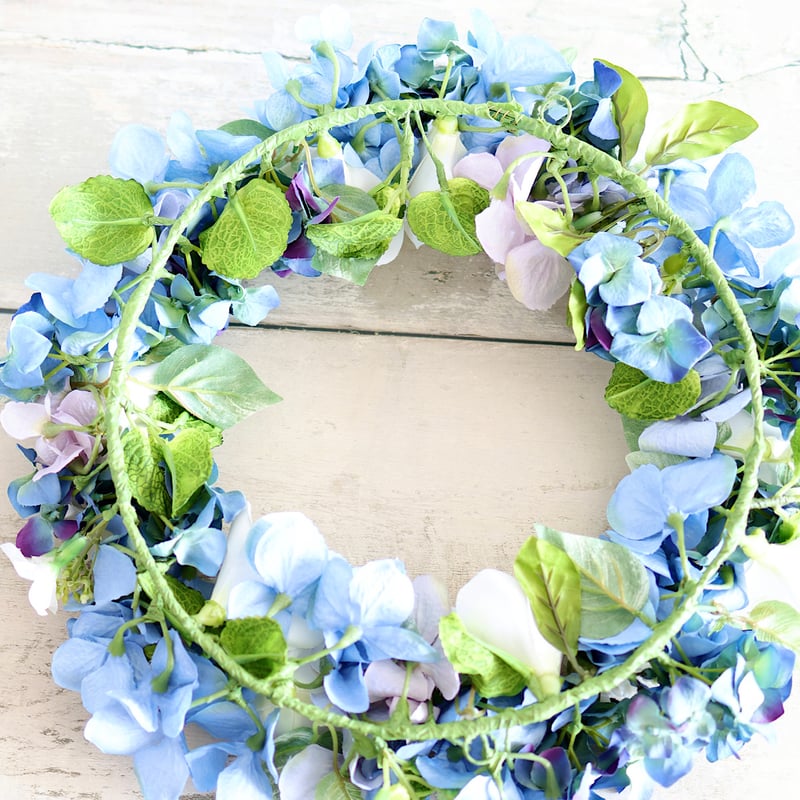 サマーリゾートリース アーティフィシャルフラワー 直径34㎝ ブルー系