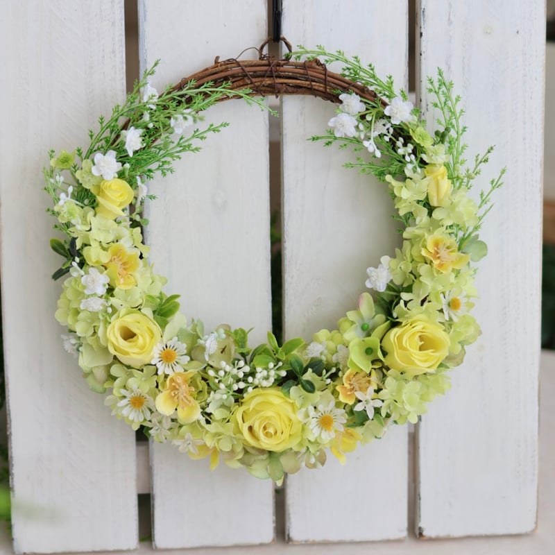 18吋 ハンドメイド・手芸 meg様専用ページ 白い小花と紫陽花の三日月リース